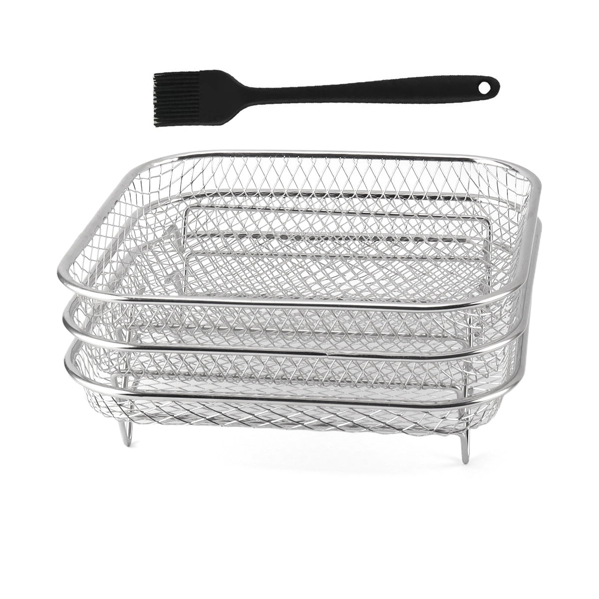 3Layer Air Fryer Racks Stainless Steel Basket Tray Stackable ...