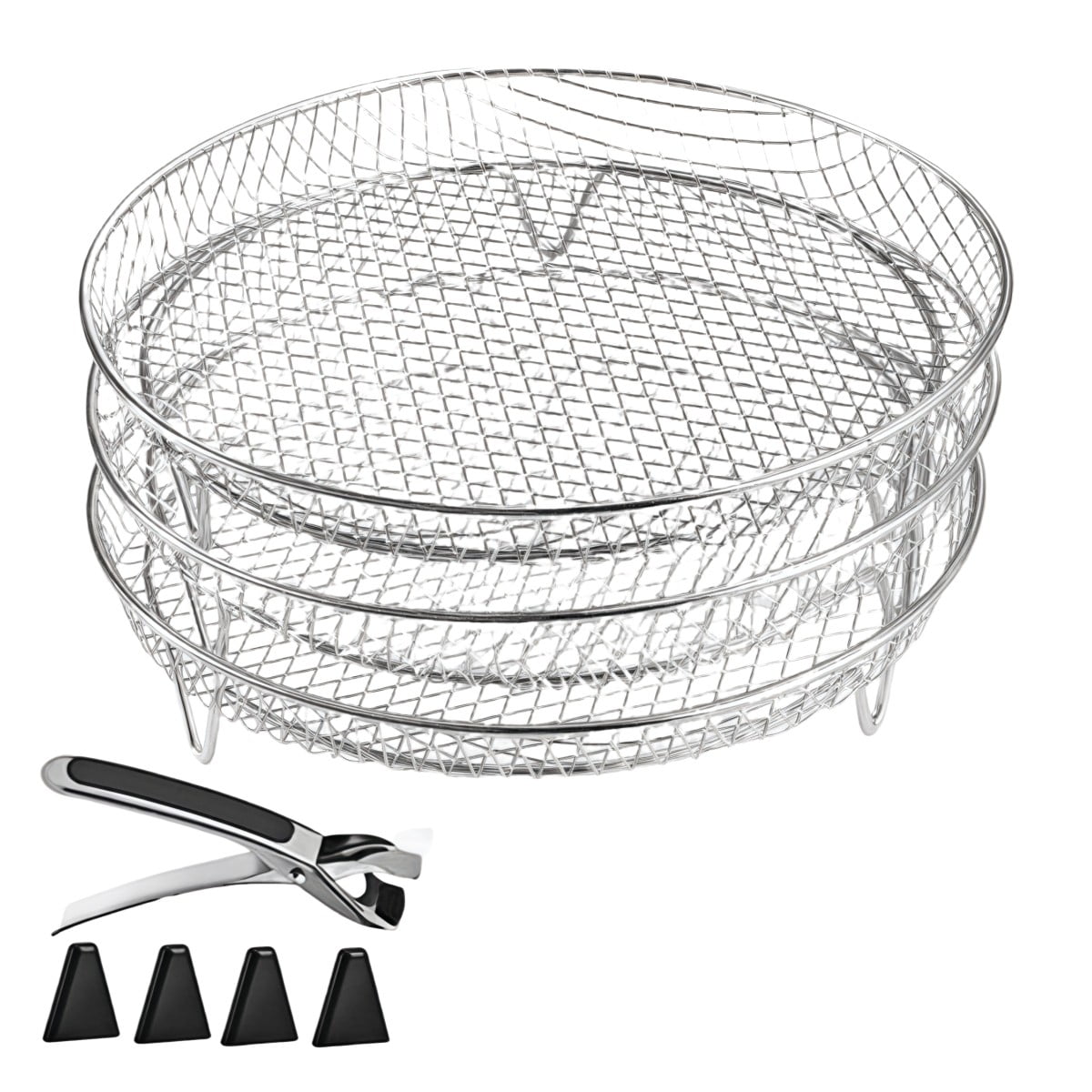3Layer Stackable Rack Set Stainless Steel Mesh Basket for Air Fryer ...