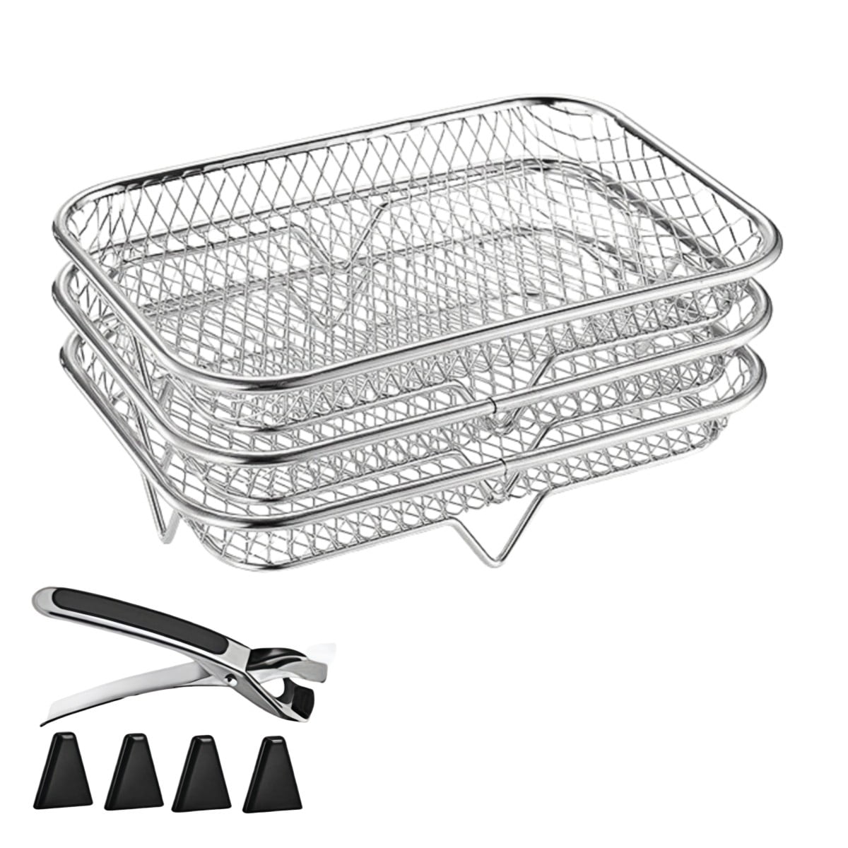 3Layer Stackable Rack Set Stainless Steel Mesh Basket for Air Fryer ...