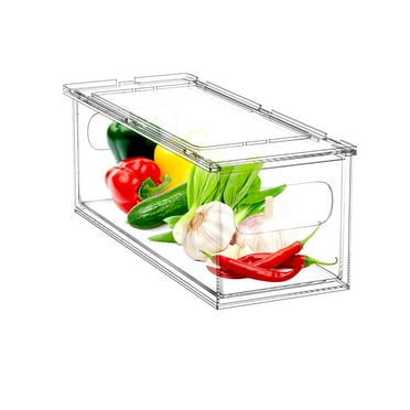 GOVVEP 1 Pcs 3Litre Fridge Organizer Stackable Refrigerator Organizer Bins with Pull-Out Drawers for Fruit and Veggies with Handle