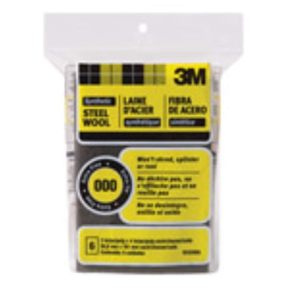 3M 000 Grade Very Fine Steel Wool Pad 6 pk