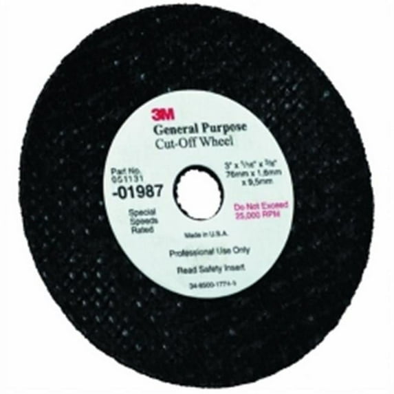 3M 01987 General Purpose Cut-Off Wheel - 3 x 0.03 x 0.37 in., 50 Per Case