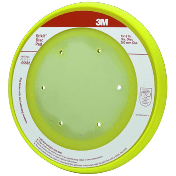 3M Stikit Abrasive Disc Back-up Pad 05582, Dust Free, 8 in
