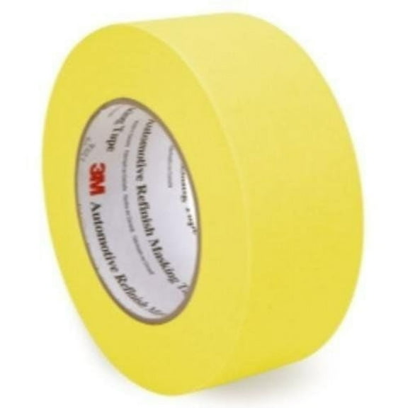 3M 06656 Crepe Paper Automotive Refinish Tape 2 Inch, 6 Pack, Yellow