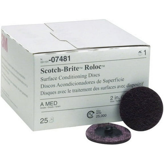 3M 07481 2" Medium Scotch Brite Roloc Surface Conditioning Discs (4 PACK)