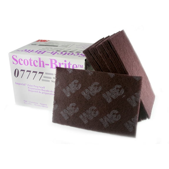 3M 07777 (1/4 Box - 5 pads) Paint Prep Scuff Hand Pad Maroon Scotch-Brite