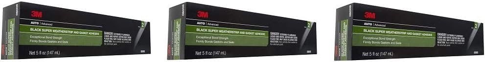 3M 08008 Black Super Weatherstrip Rubber Adhesive Tube, 5 oz 3 Pack for ...