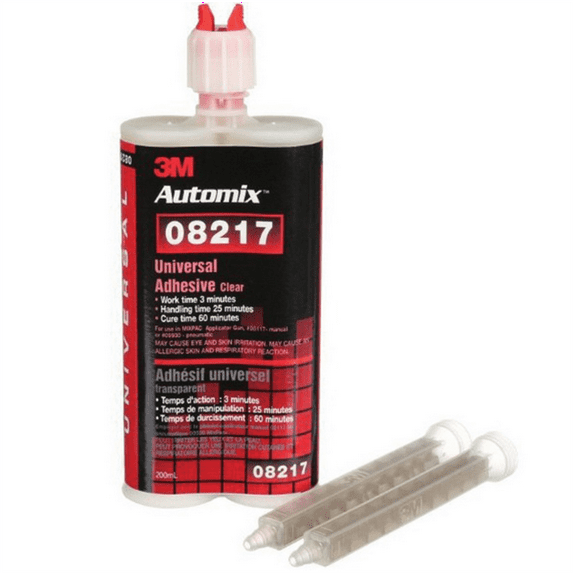 3M 08217 2-Part Universal Adhesive, 200 mL Cartridge, Medium Syrup, Clear/Dark Amber, 1 hr Curing