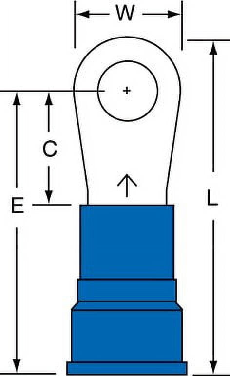 3M 1/4" Stud Size 6 AWG Nylon Insulated Brazed Seam Ring Terminal 100PK