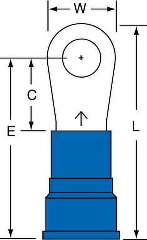 3M 1/4" Stud Size 6 AWG Nylon Insulated Brazed Seam Ring Terminal 50PK