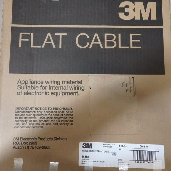 3M 100M Gray 8 Conductor 1mm Flat Ribbon Cable 3625/8 3625/08