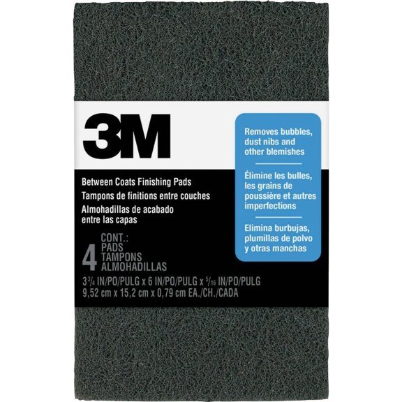 3M Between Coats Finishing Pad 10144NA - Medium Grit, Finish - 3-3/4 x 6 x 5/16 Inch