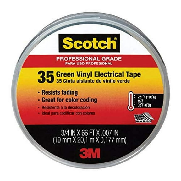 3M 10851-DL-10 3 in. Core 0.75 in. x 66 ft. 35 Vinyl Electrical Color Coding Tape - Green