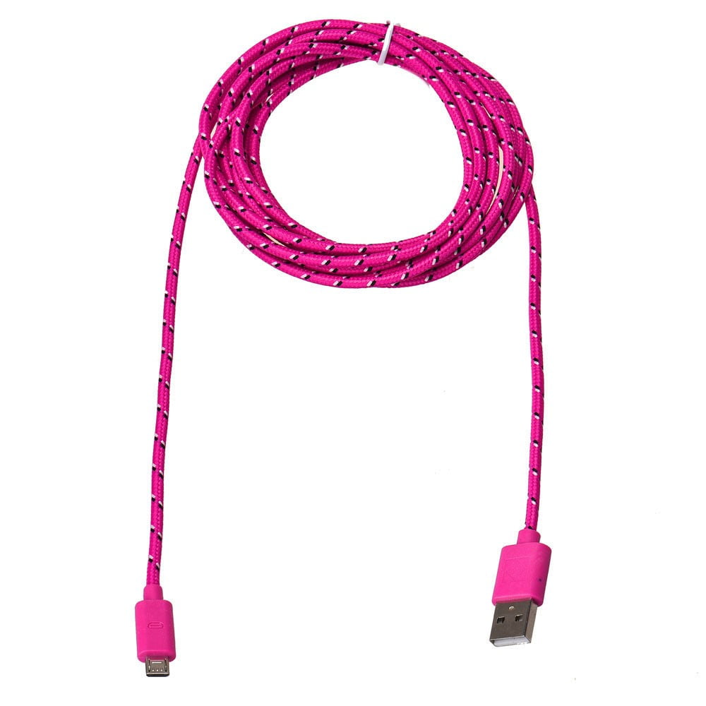 3M/10FT Micro USB Charger Sync Data Cable Cord for Cell Phone pink
