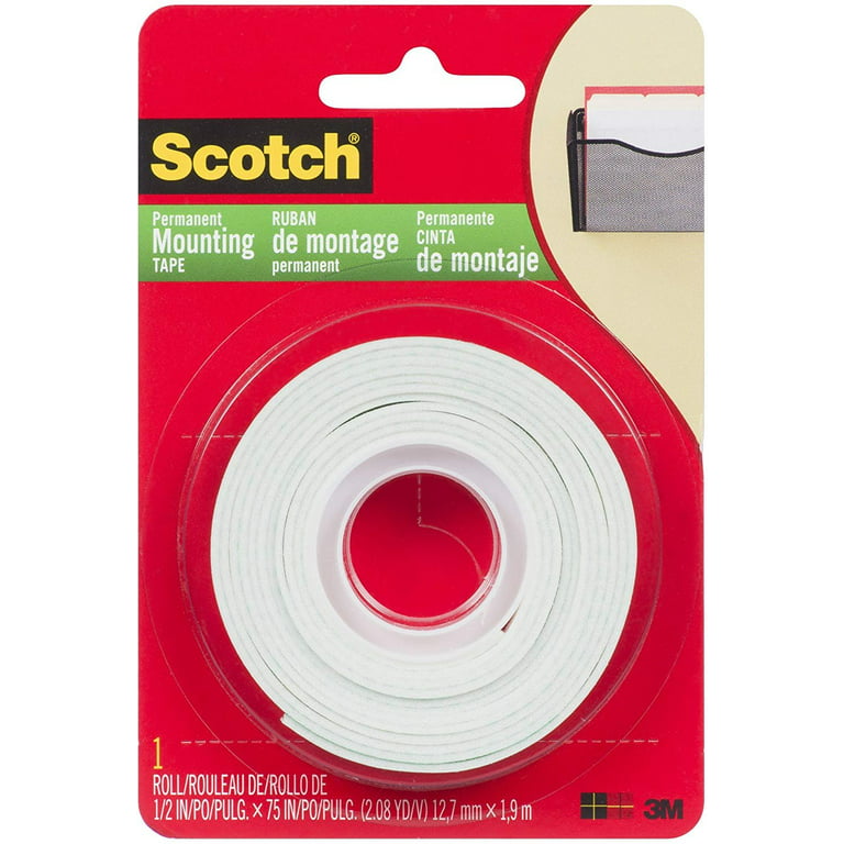 Scotch Indoor Mounting Tape,12-in x 75-In, White,1-Roll (110)