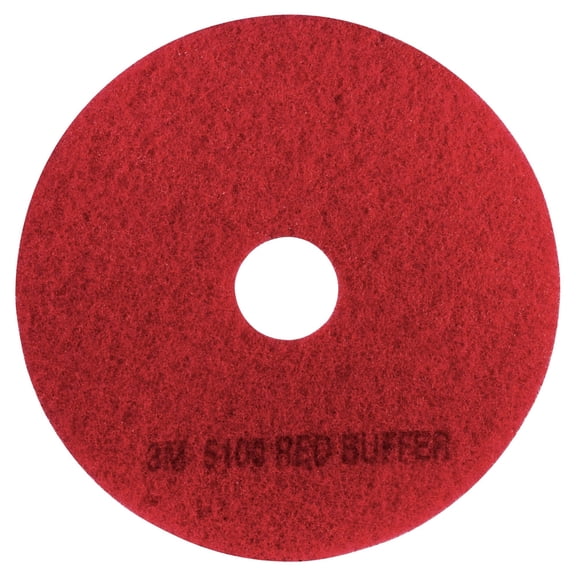 3M Red Buffer Pad 5100, 13" Floor Buffer, Machine Use (Case of 5)
