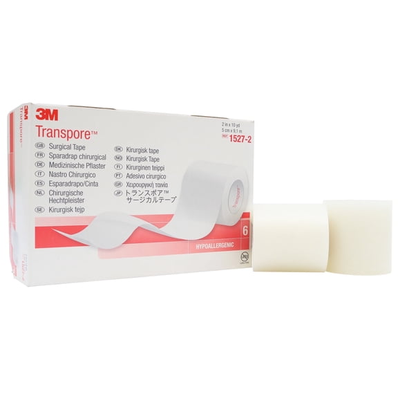 3M 1527-2 Transpore Surgical Tape 2" x 10 Yds - Box of 6 Rolls