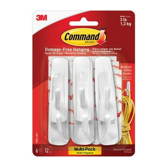 3M 17001 Command Hooks And Strips Value Pack- Medium (6 Case)