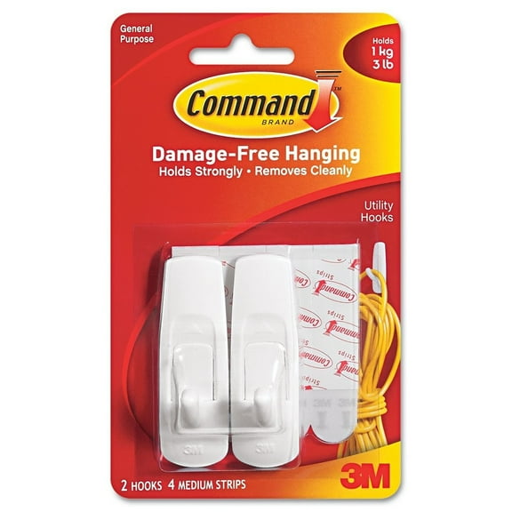 3M 17001 Medium Utility Hooks, 2-Pk. - Quantity 6