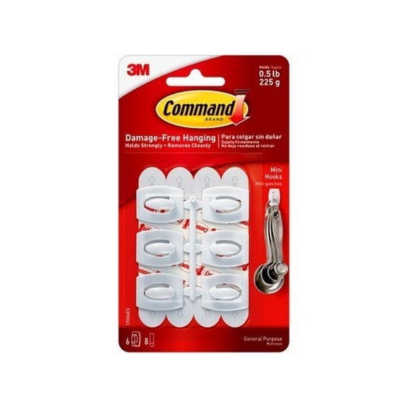 3M 17006 Command Hooks And Strips - Mini (6 Case)
