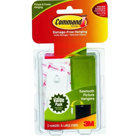 3M 17042 Command Saw Tooth Picture Hangers, 3 Pack (Case of 4)