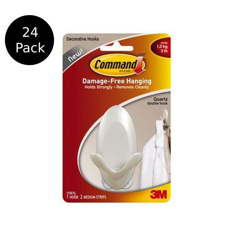 3M 17087Q Command Quartz Double Hook 3 Pound Weight Capacity Strong