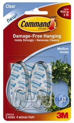 2-pack 3M Medium Clear Wall Hooks - General Use - 2 Pack, Clear, Quantity 6 — Residential Use, Standard Application
