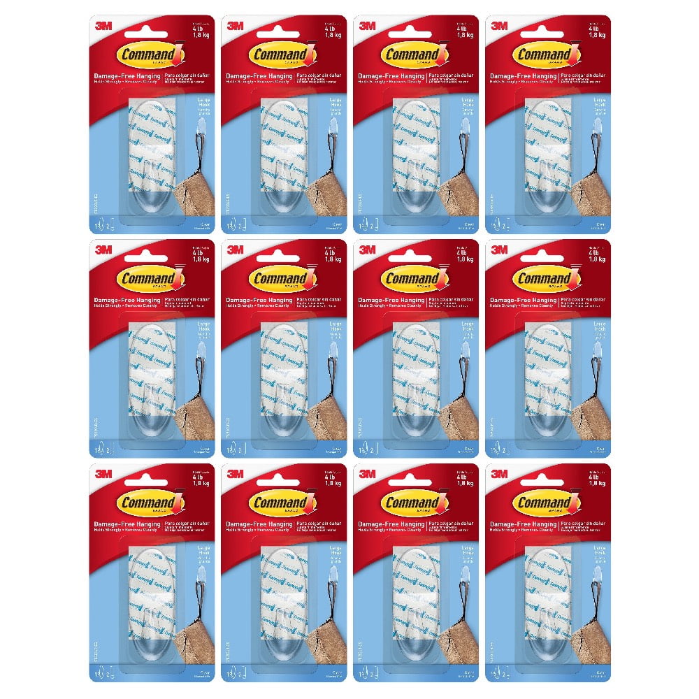 3M 17093 Command Large Clear Hook Damage Free 4 lb Capacity Hang ...