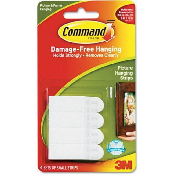 3M 17202ES 0.62 x 2.12 in. Picture Hanging Removable interlocking Fasteners - Set of 4