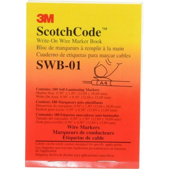 3M 180 Label, 1/2" Long x 1-1/2" Wide, Write On Book White Background, Self Laminated