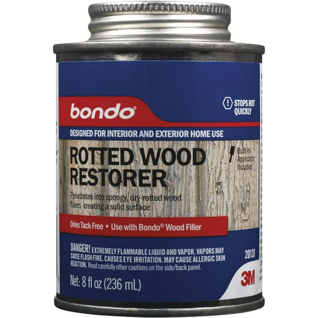 3M Bondo Rotted Wood Restorer, 8 fl-oz Can, Liquid, Dry Body Filler ...