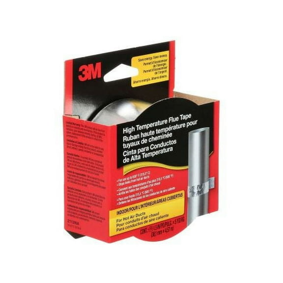3M Aluminum Flue Tape 2113NA - High Temp, Metallic - 1 Roll, 1-1/2" x 15', Silver
