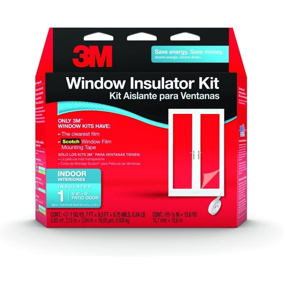 3M 2144W-6 Indoor Patio Door, Heat or Cold Insulation for Large Windows and Sliding, 1-Door Kit, 7 x 9.3 ft, Clear