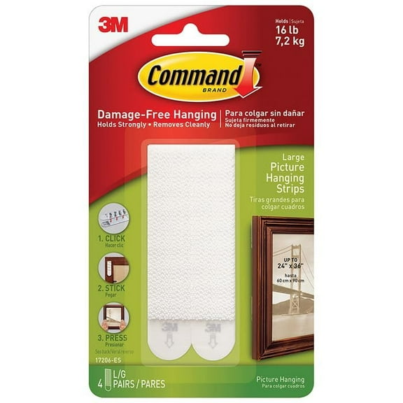 3M 24-Pack of Large 17206-ES Command White Picture Hanging Strips, 4-Pack
