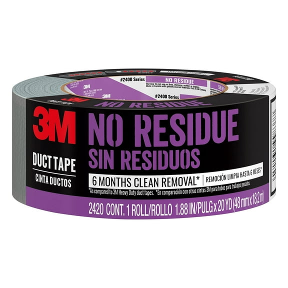 Scotch 3M 2420-A Residue Duct Tape - Gray - 1 Roll, 20 Yards