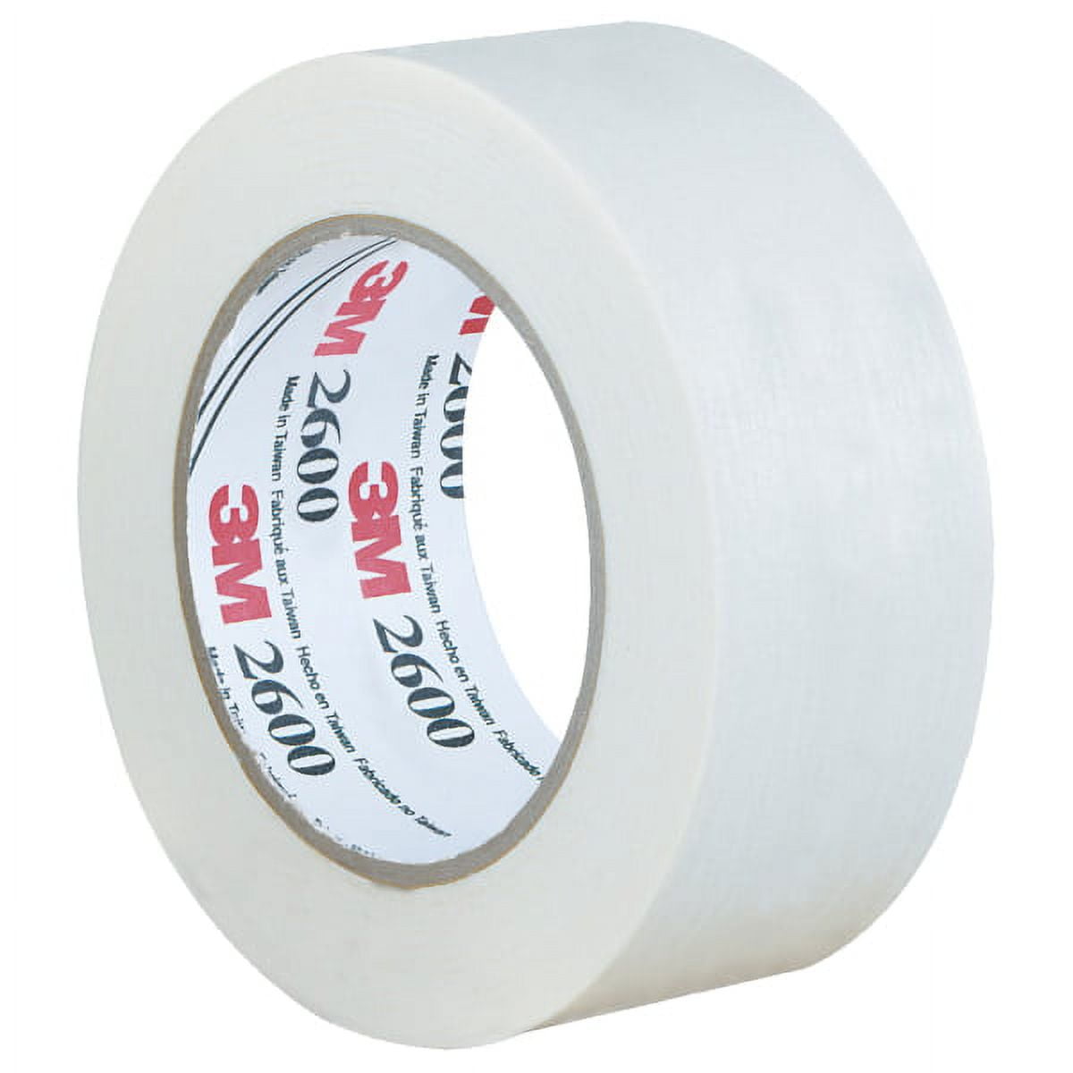 3M 2600 Masking Tape, 4.4 Mil, 2' x 60 yds., White, 12/Case (T93726012PK)