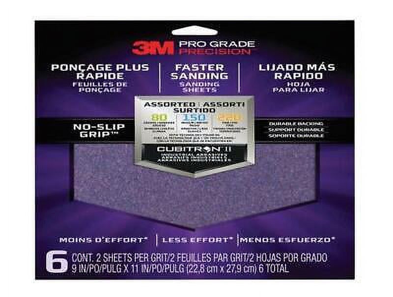 3M 26000TRI6 Pro Grade Precision Sanding Sheet, Assorted Grits
