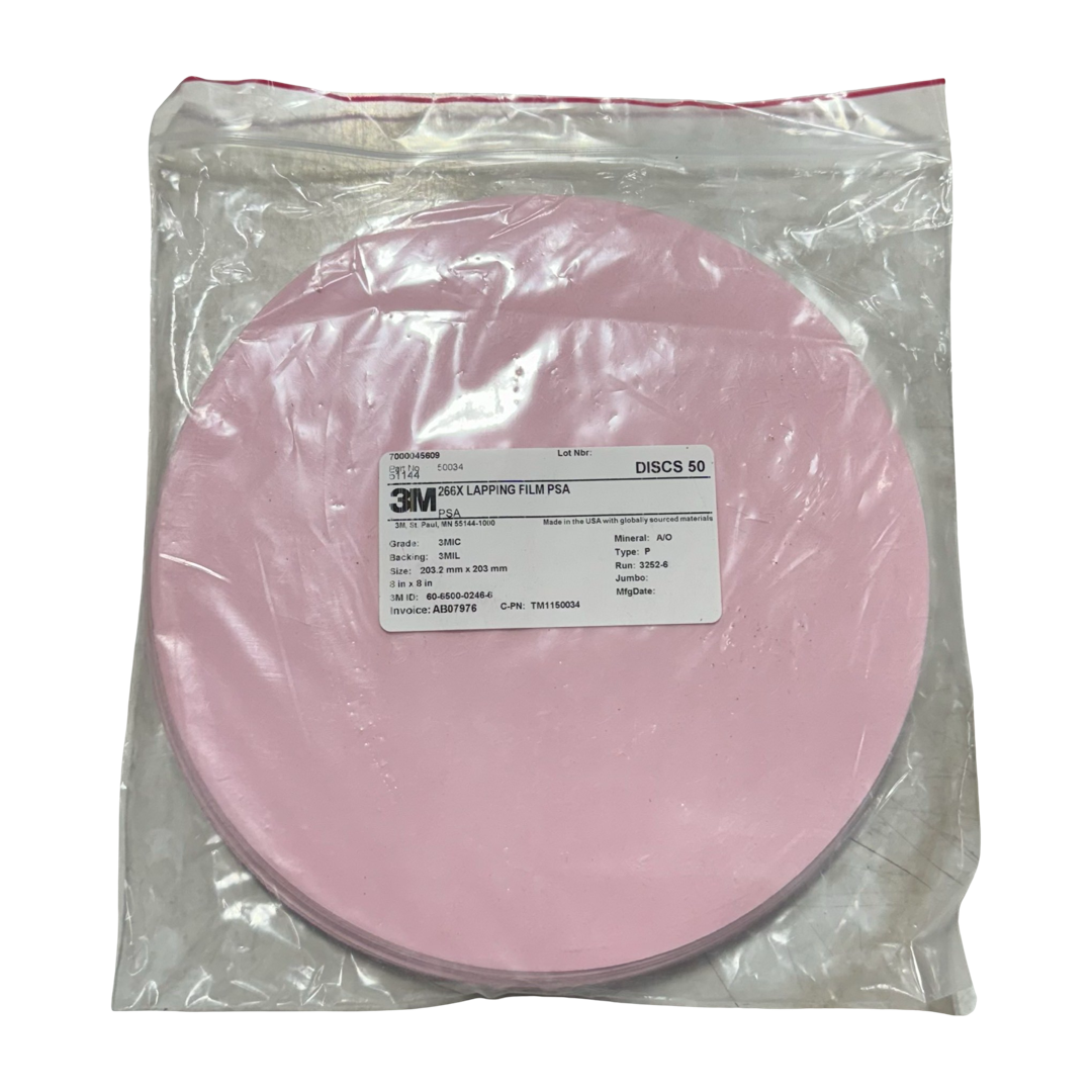 3M 266X 8" Lapping Film PSA Disc 3MIL Aluminum Oxide 50 Pack