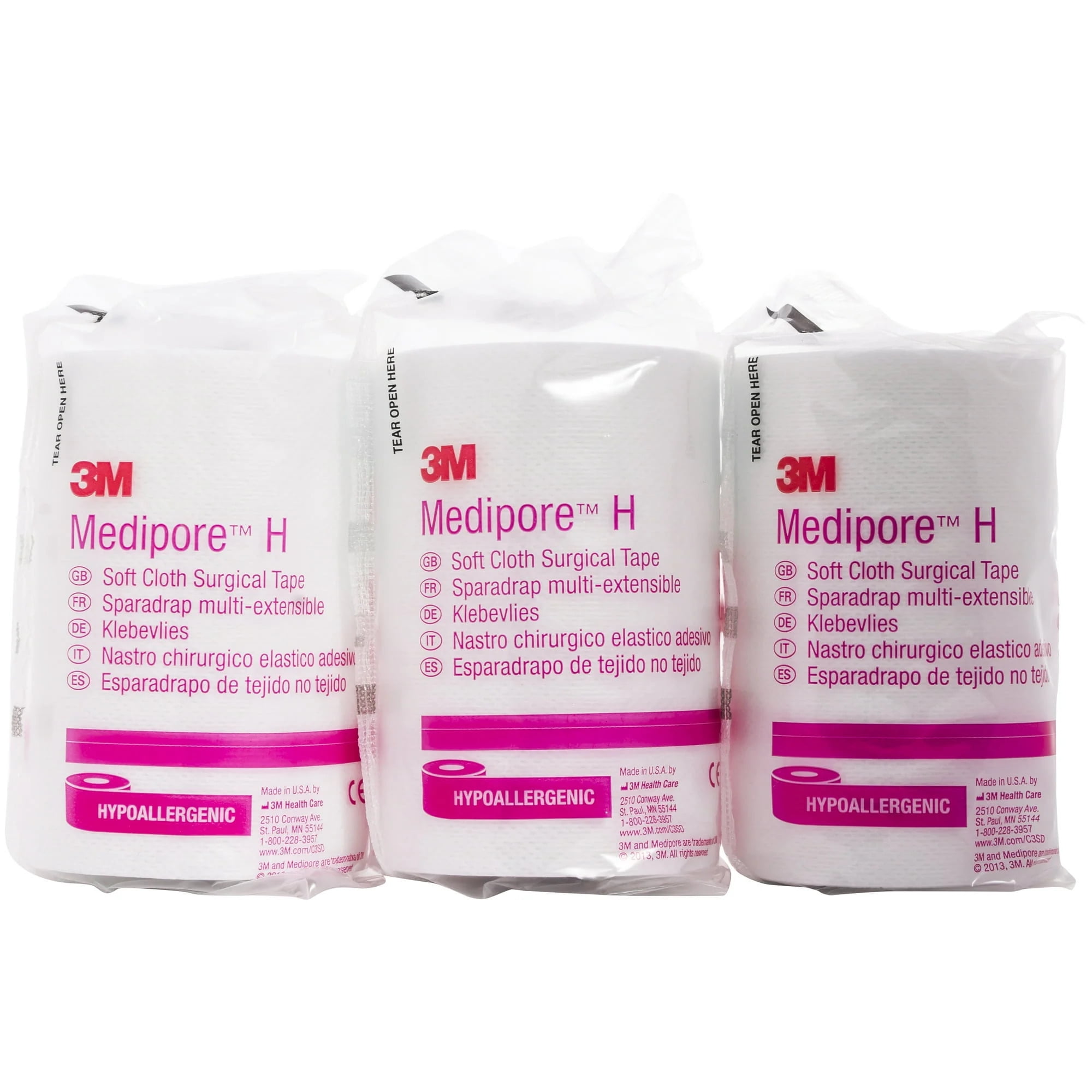3M 2864 Medipore H Soft Cloth Surgical Tape 4 x 10 yd - 3 Rolls