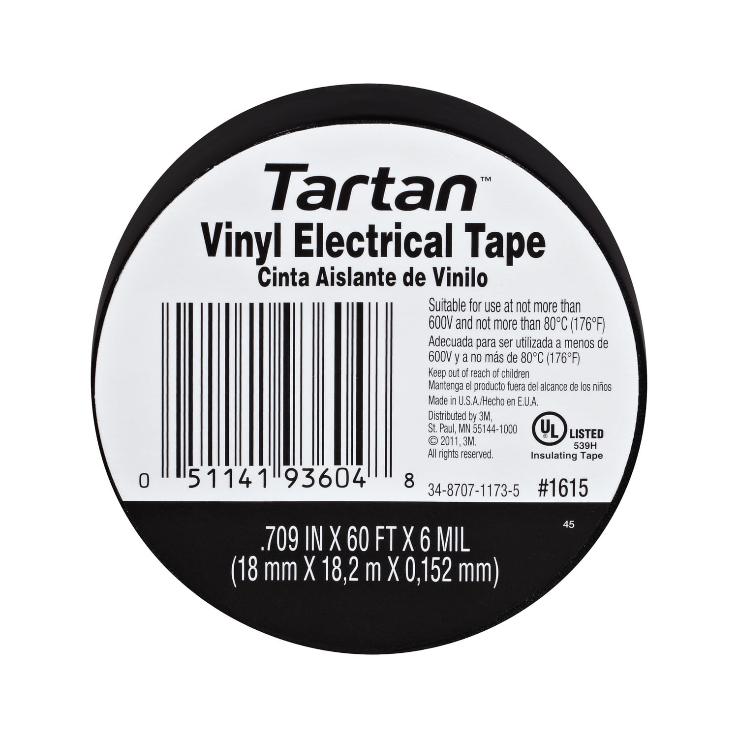 Tartan™ Electrical Tape, 0.709” x 60’ x 6 mil.