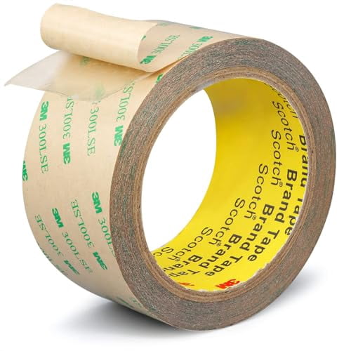 3M 300LSE Double Sided Tape for Scrapbook 2in x 36ft, Removable Heavy Duty Double Sided Mounting Tape, Transparent Adhesive Sticky Tape for Picture Hanging Strips, Poster, LED Strips, Art Craft