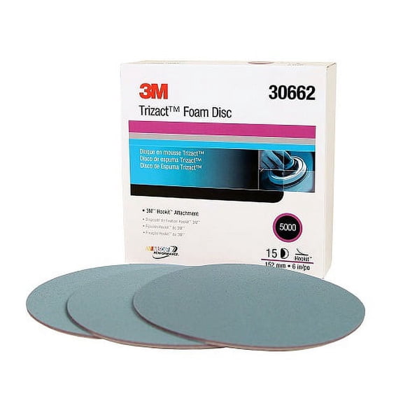 3M 30662 Trizact Hookit 6 Inch P5000 Grit Foam Disc, 1 Disc
