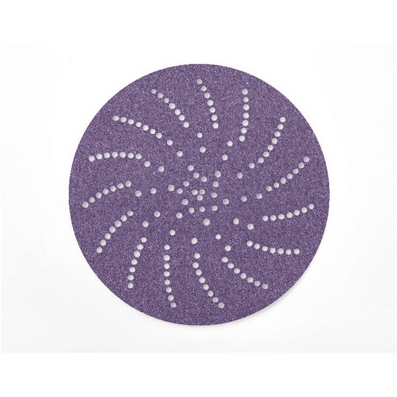 3M Cubitron II 31482 737U Series Multi-Hole Clean Sanding Abrasive Disc, 6 in Dia, 240+ Grit, Hook and Loop, Purple