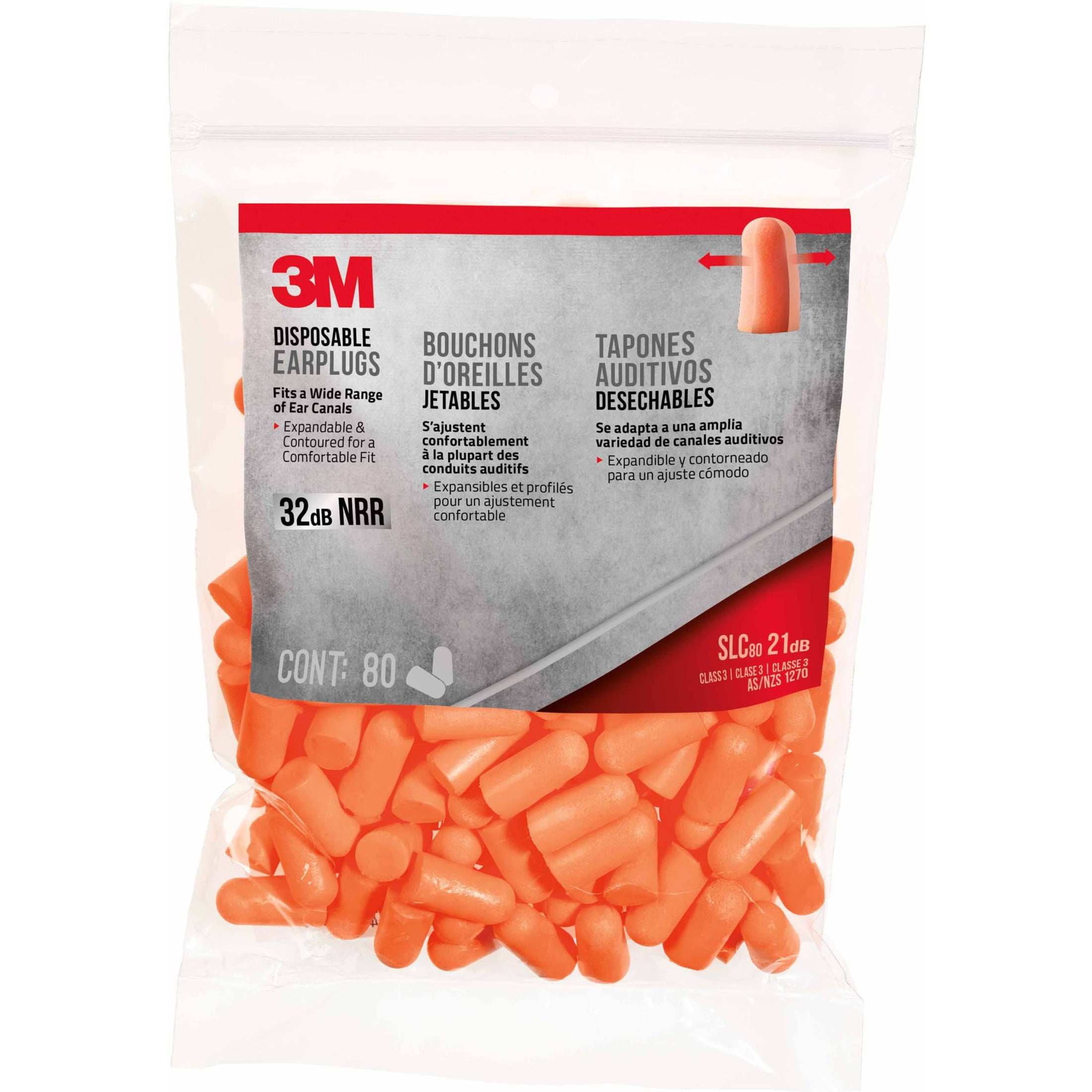 E-A-R™ Ultrafit™ ear plugs with cord – 3M: SNR 32 dB, pack of 50 pairs