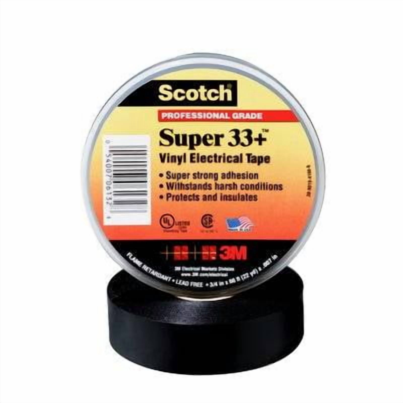 3M 33+3/4X66FT Scotch Super 33+ Vinyl Electrical Tape, 3/4 in x 66 ft - 5 Pack