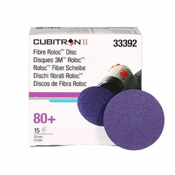 3M 33392 Cubitron II Roloc Fibre Disc, 3 inch, 80+ Grit, Purple, 15 Discs