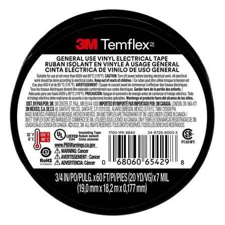 3M 3407NA Friction Tape, 0.708-Inch x 240-Inch, 1 Roll/Pack
