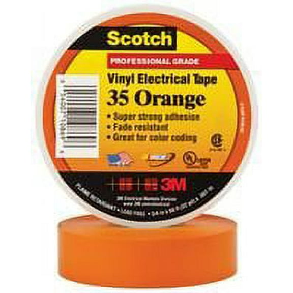 3M 35 ORANGE (3/4"X66FT) TAPE, INSULATION, PVC, ORG, 0.75INX66FT (1 piece)