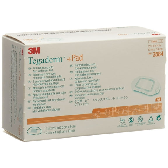3M 3584 Tegaderm+Pad Transparent Film Dressings 2-? in. x 4 in. (Each)