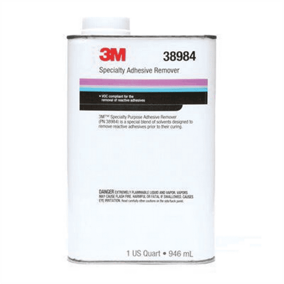 3M 38984 Specialty Adhesive Remover, 1 qt Can, Liquid, Transparent